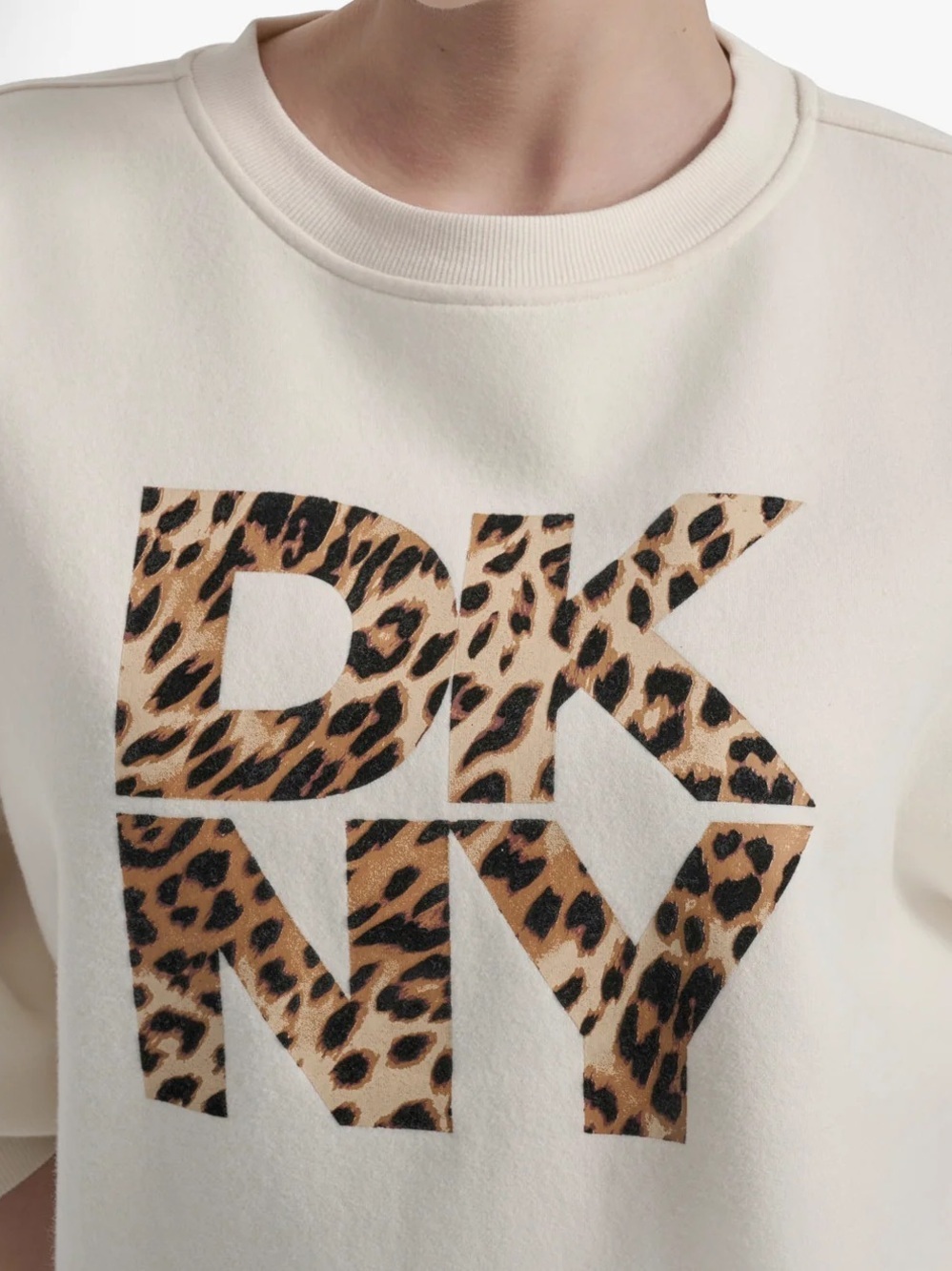 NWT DKNY s Stacked Flock Logo Crew Neck Top - Picture 3 of 8